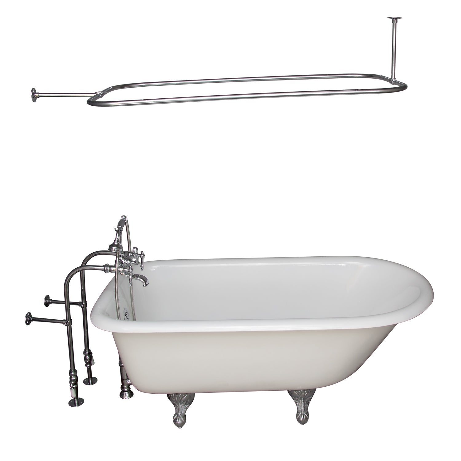 Brocton 65″ Cast Iron Roll Top Tub Kit – Polished Chrome Accessories