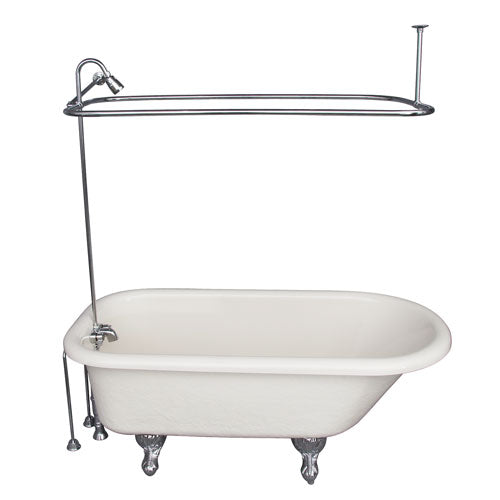 Andover 60″ Acrylic Roll Top Tub Kit in Bisque – Polished Chrome Accessories
