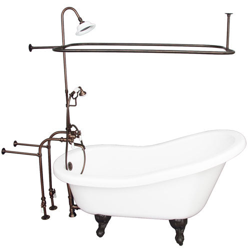 Isadora 67″ Acrylic Slipper Tub Kit in White – Oil Rubbed Bronze Accessories