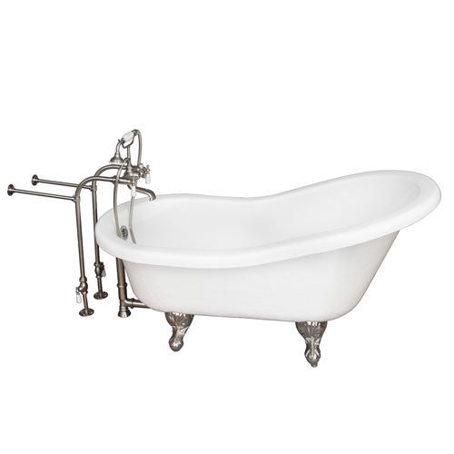 Imogene 67″ Acrylic Slipper Tub Kit in White – Brushed Nickel Accessories
