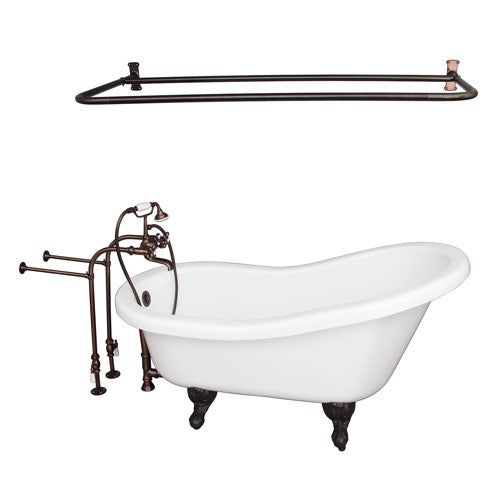 Isadora 67″ Acrylic Slipper Tub Kit in White – Oil Rubbed Bronze Accessories