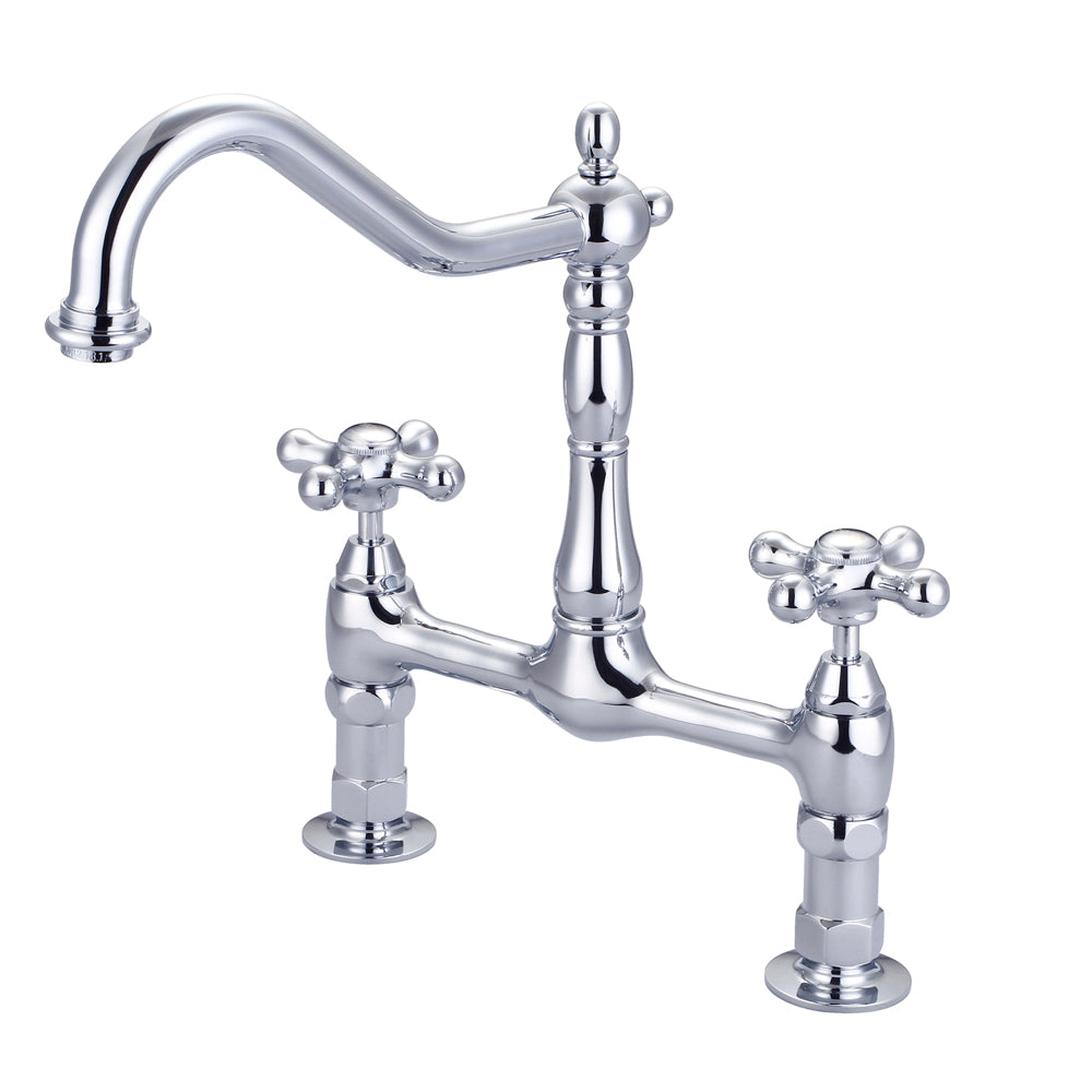 Guthrie Kitchen Bridge Faucet with Metal Cross Handles