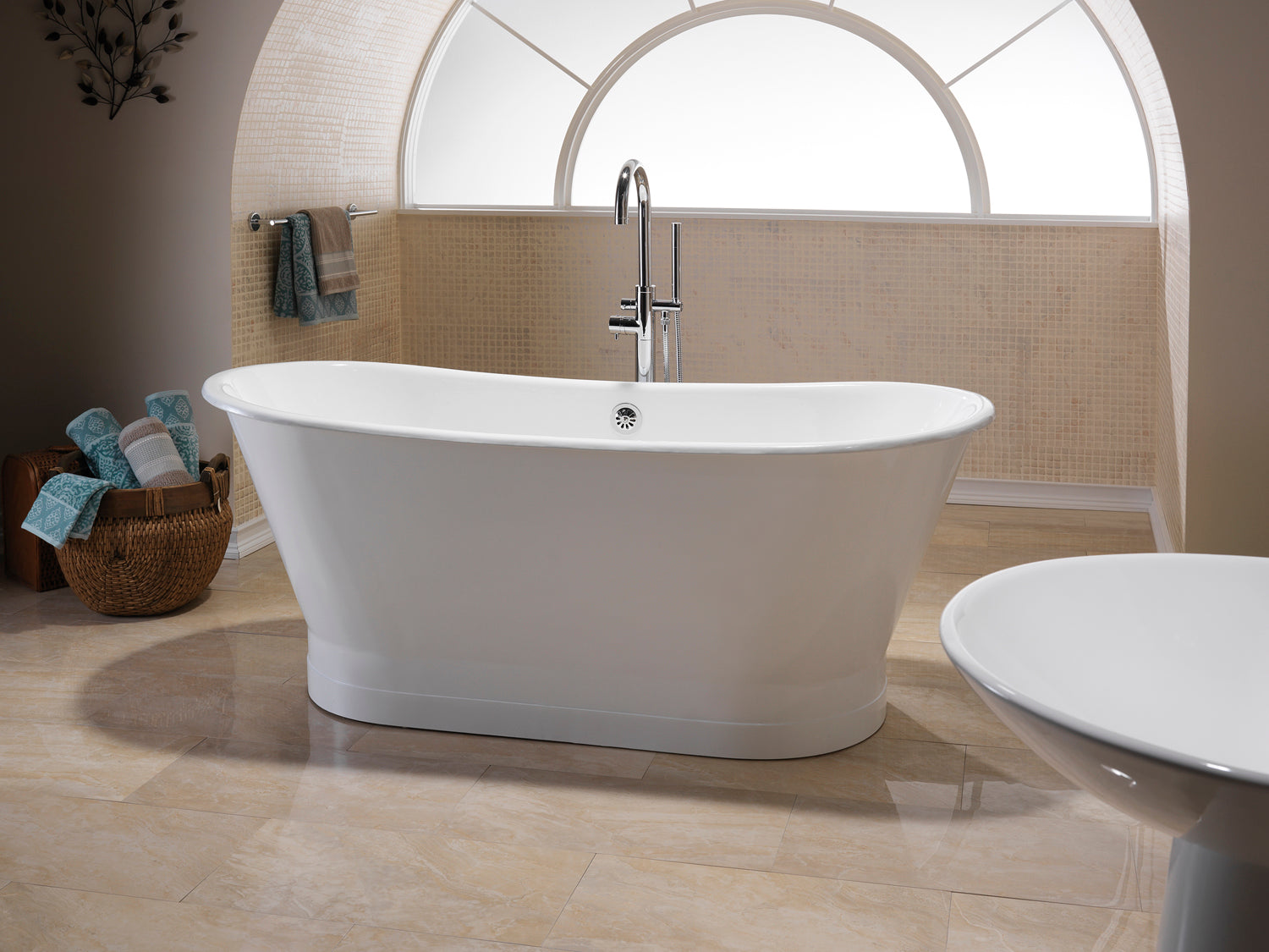 Wakely 68" Cast Iron Bateau Tub on Base