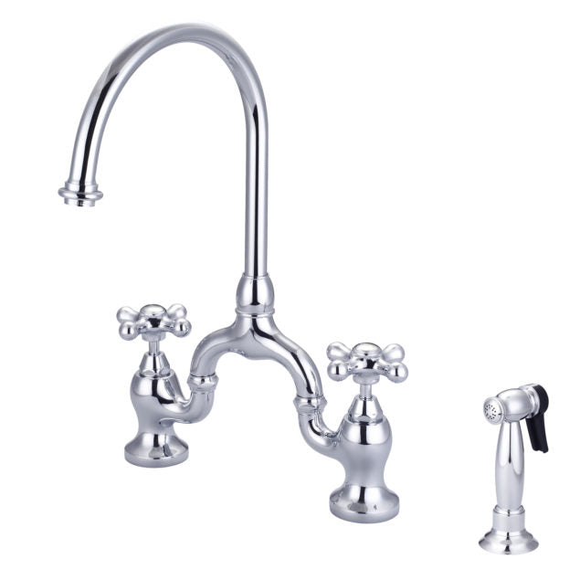 Banner Kitchen Bridge Faucet with Metal Cross Handles