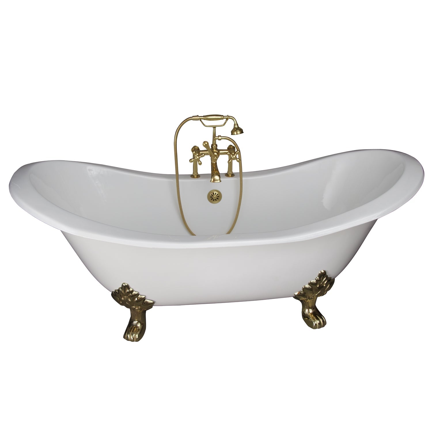 Marshall 72″ Cast Iron Double Slipper Tub Kit – Polished Brass Accessories