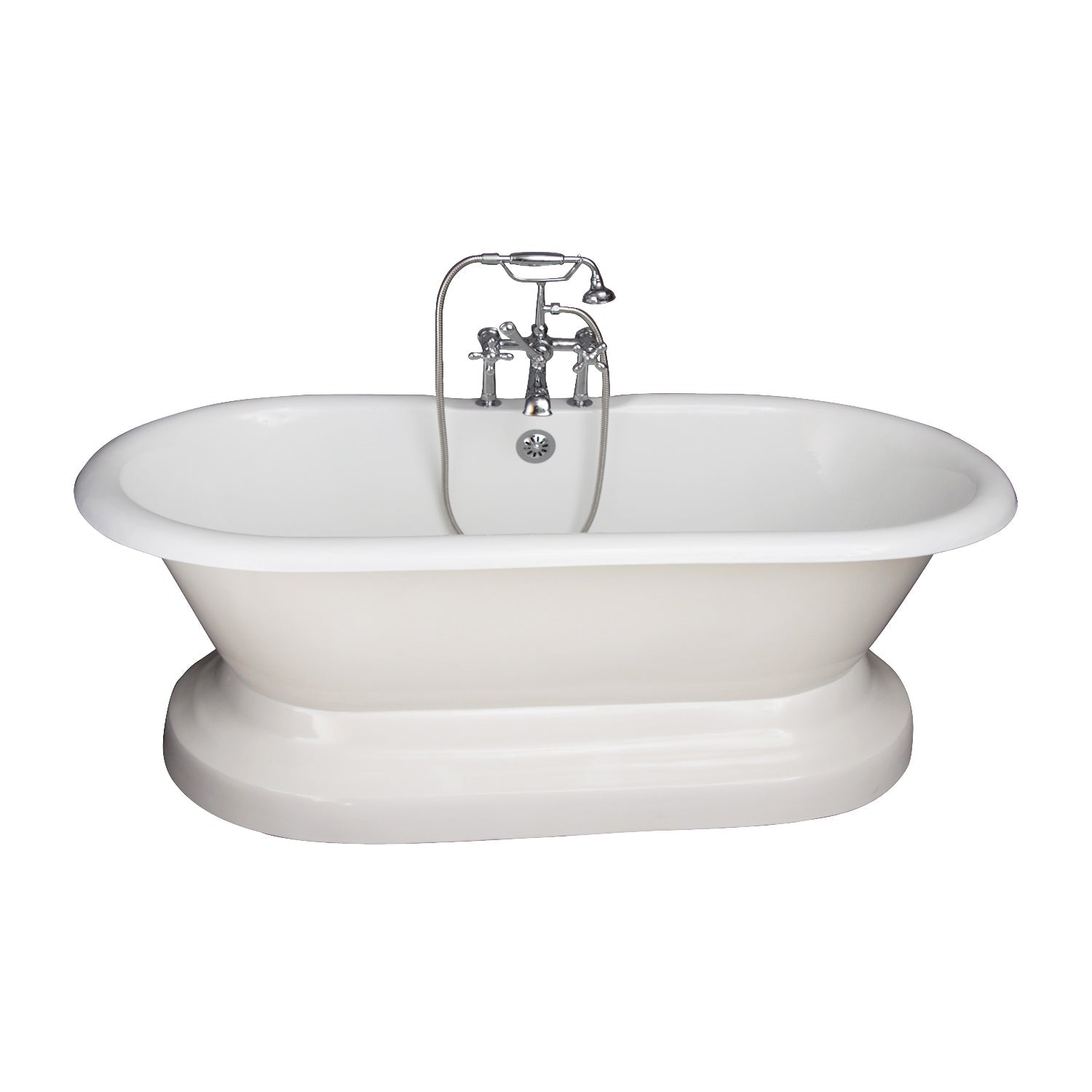 Duet 67" Cast Iron Double Roll Top Tub Kit-Polished Chrome Accessories