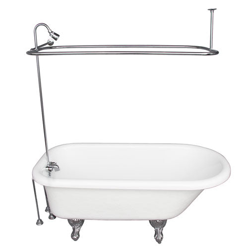Andover 60″ Acrylic Roll Top Tub Kit in White – Polished Chrome Accessories