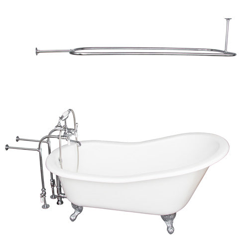 Icarus 67″ Cast Iron Slipper Tub Kit – Polished Chrome Accessories