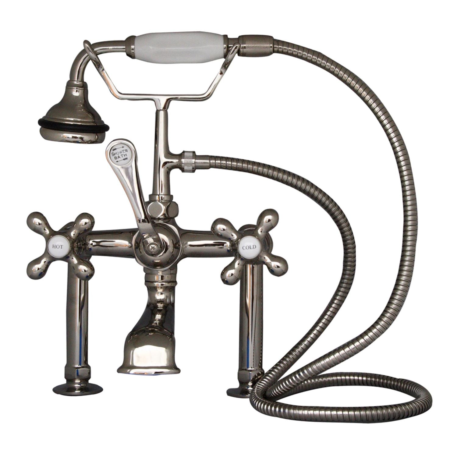 Columbus 61" Cast Iron Double Roll Top Tub Kit-Polished Nickel Accessories