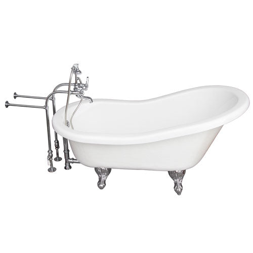 Estelle 60″ Acrylic Slipper Tub Kit in White – Polished Chrome Accessories