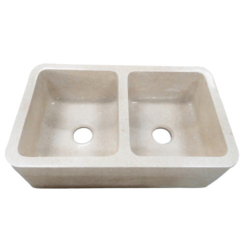 Chicot Double Bowl Marble Apron-Front Sink