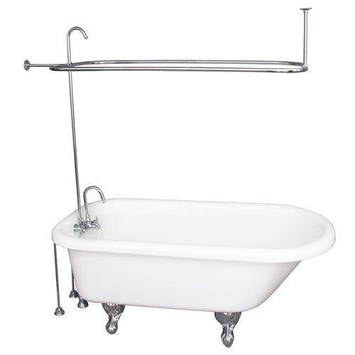 Asia 67″ Acrylic Roll Top Tub Kit in White – Polished Chrome Accessories