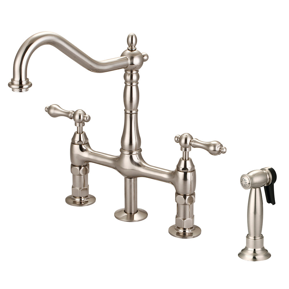 Emral Kitchen Bridge Faucet with Metal Lever Handles