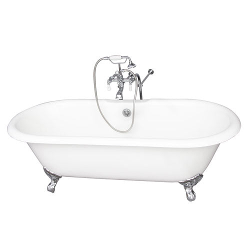 Columbus 61″ Cast Iron Double Roll Top Tub Kit – Polished Chrome Accessories