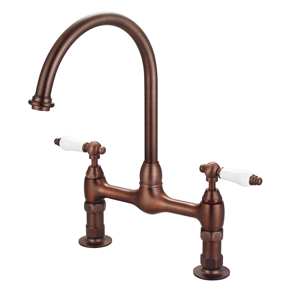 Harding Kitchen Bridge Faucet with Porcelain Lever Handles