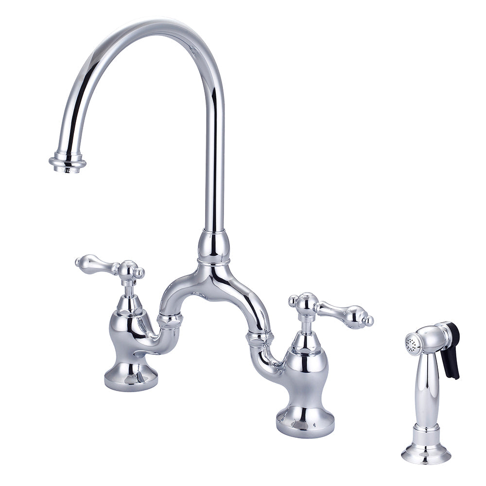Banner Kitchen Bridge Faucet with Metal Lever Handles
