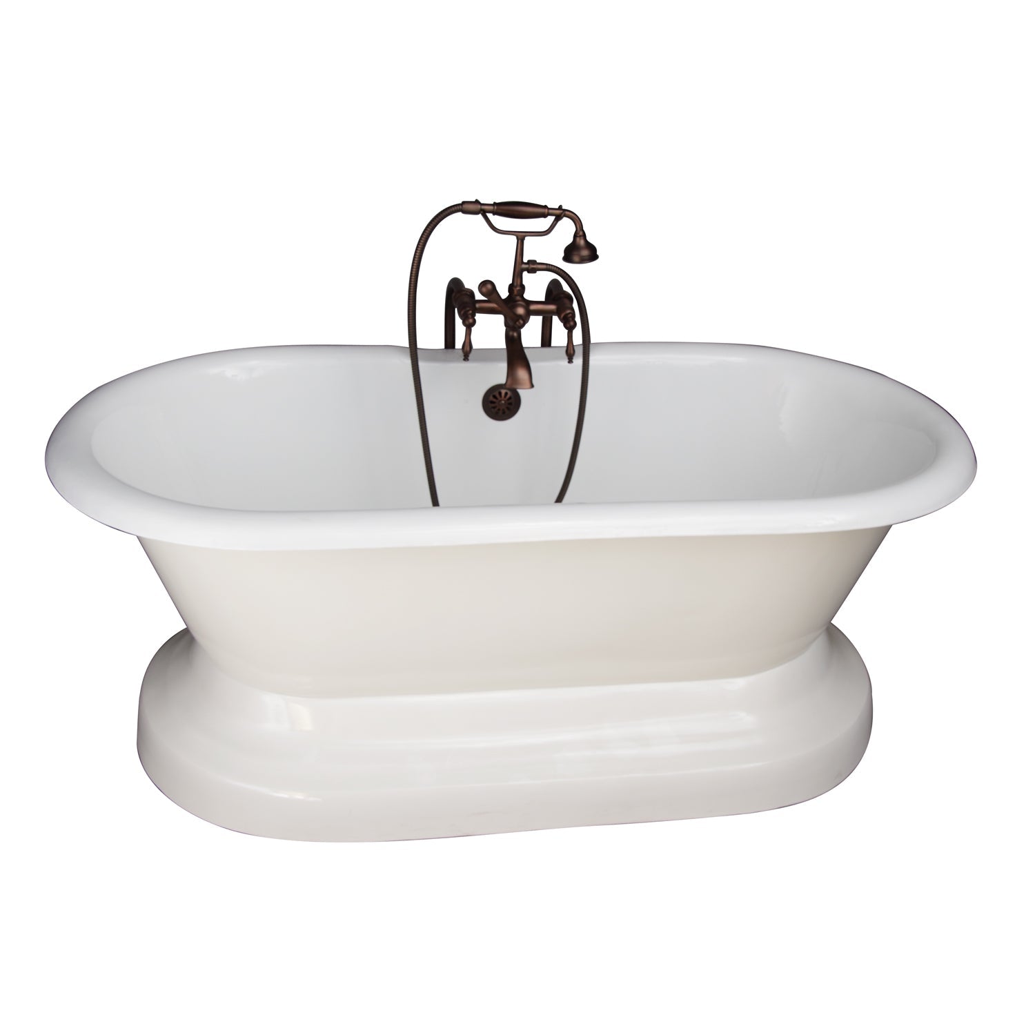 Columbus 61" Cast Iron Double Roll Top Tub Kit-Oil Rubbed Bronze Accessories