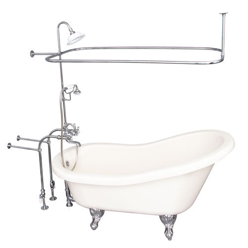 Fillmore 60″ Acrylic Slipper Tub Kit in Bisque – Polished Chrome Accessories
