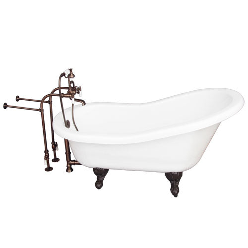Estelle 60″ Acrylic Slipper Tub Kit in White – Oil Rubbed Bronze Accessories