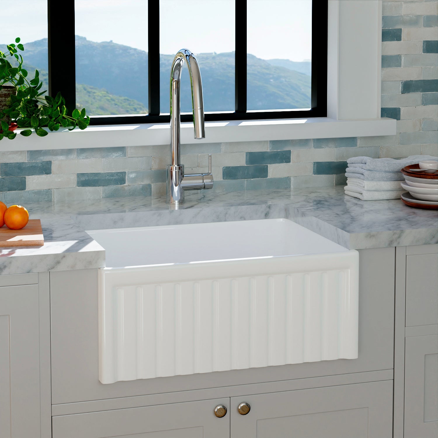 Carthage Fluted Single Bowl Apron-Front Sink