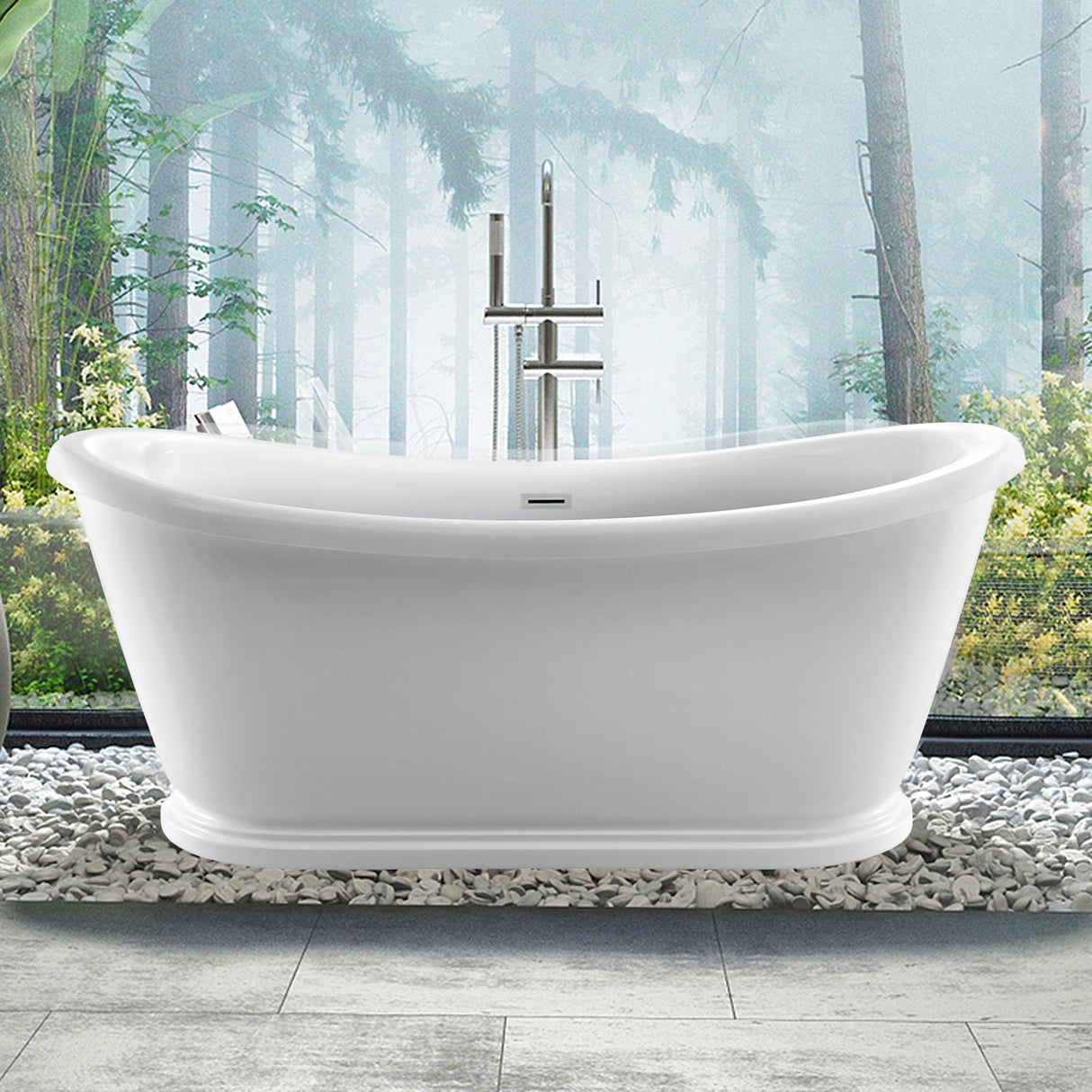 Morgan 70" Acrylic Double Slipper Tub with Integral Drain and Overflow