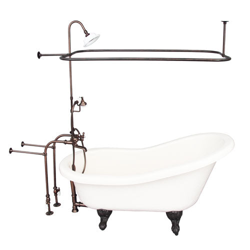 Estelle 60″ Acrylic Slipper Tub Kit in Bisque – Oil Rubbed Bronze Accessories