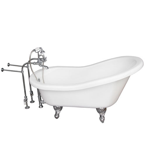 Fillmore 60″ Acrylic Slipper Tub Kit in White – Polished Chrome Accessories