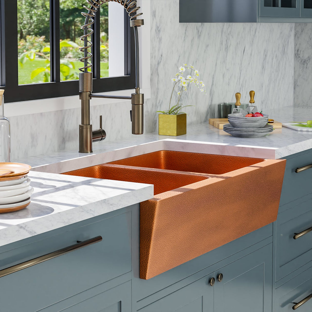 36" Grecia Double Bowl Apron-Front Sink