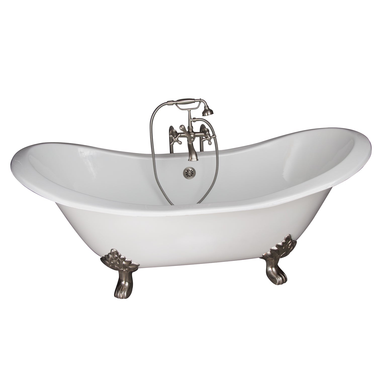 Marshall 72″ Cast Iron Double Slipper Tub Kit – Brushed Nickel Accessories