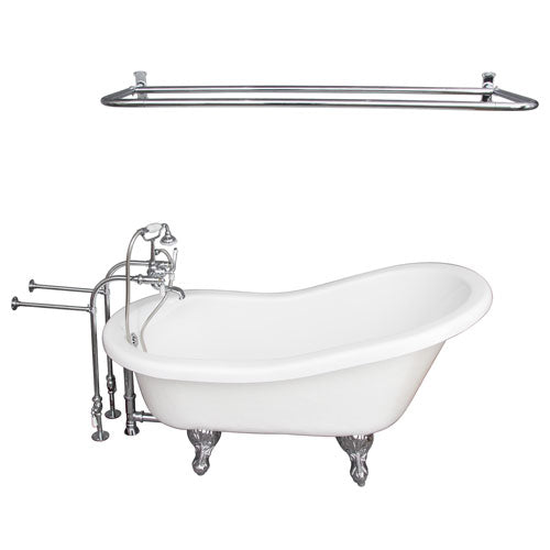 Imogene 67″ Acrylic Slipper Tub Kit in White – Polished Chrome Accessories