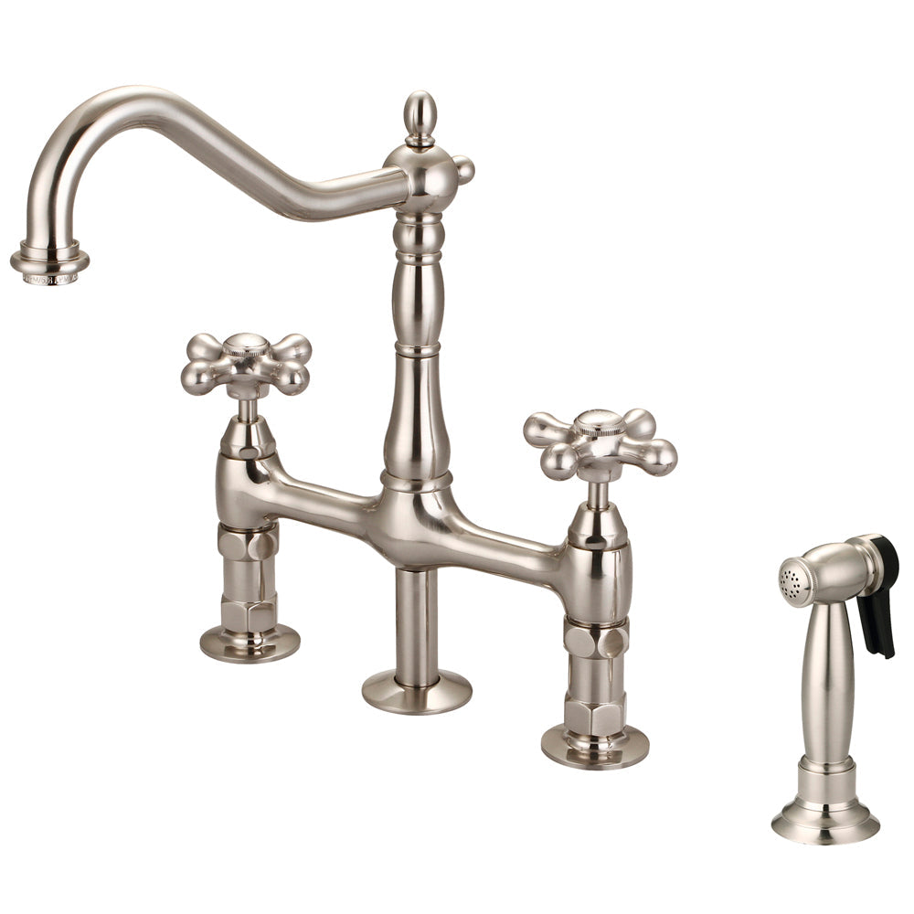 Emral Kitchen Bridge Faucet with Metal Cross Handles