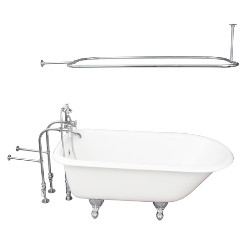 Brocton 65″ Cast Iron Roll Top Tub Kit – Polished Chrome Accessories