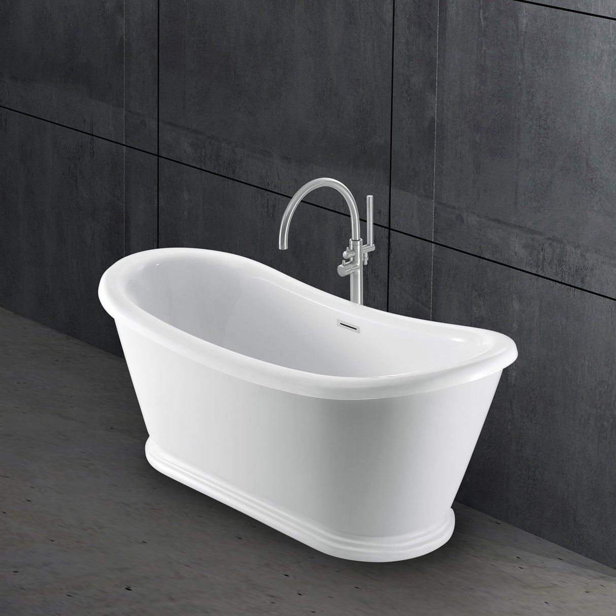 Morgan 70" Acrylic Double Slipper Tub with Integral Drain and Overflow