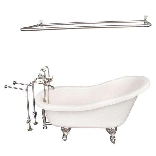 Estelle 60″ Acrylic Slipper Tub Kit in Bisque – Brushed Nickel Accessories