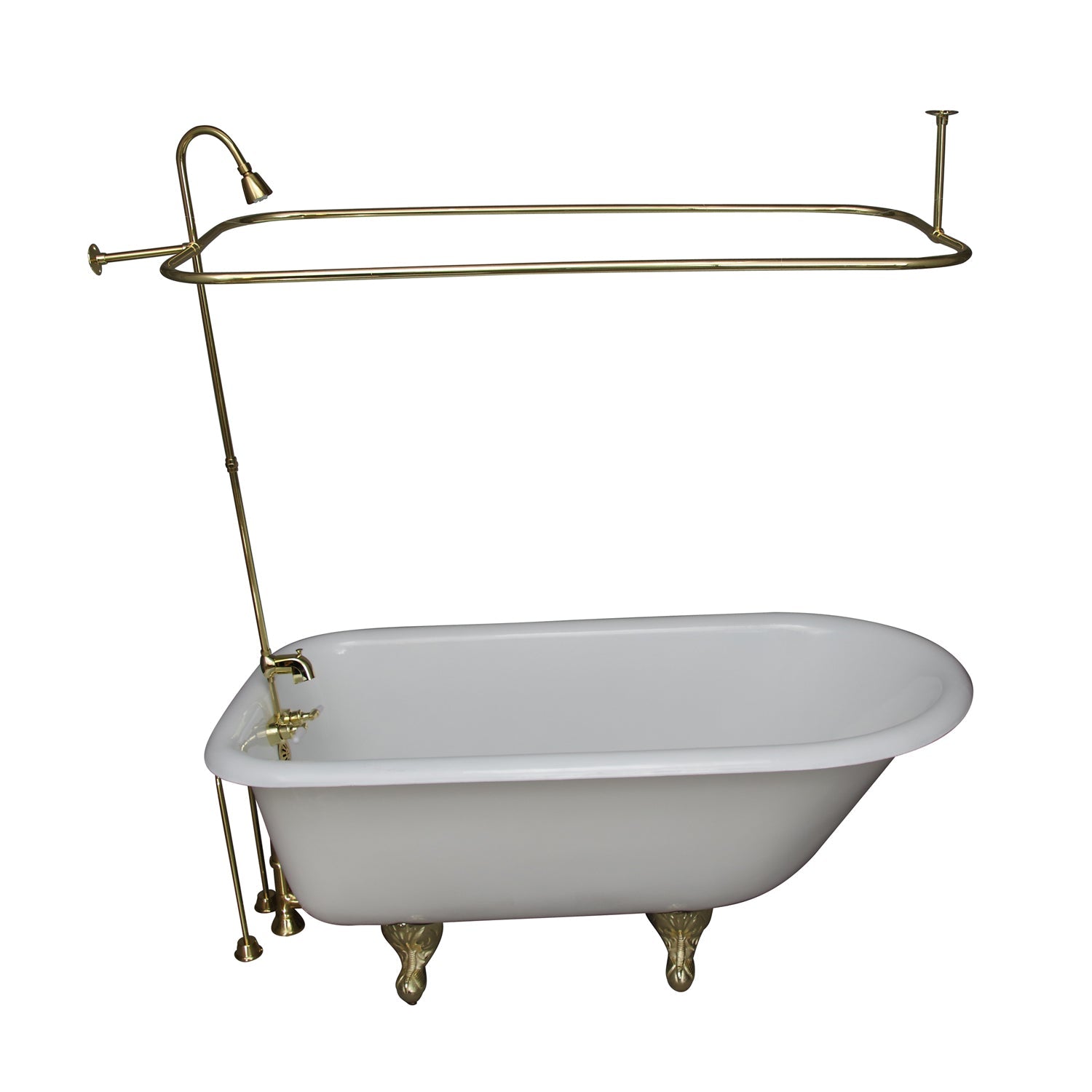 Brocton 65″ Cast Iron Roll Top Tub Kit – Polished Brass Accessories