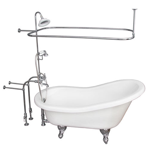 Imogene 67″ Acrylic Slipper Tub Kit in White – Polished Chrome Accessories