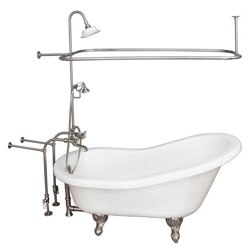 Imogene 67″ Acrylic Slipper Tub Kit in White – Brushed Nickel Accessories