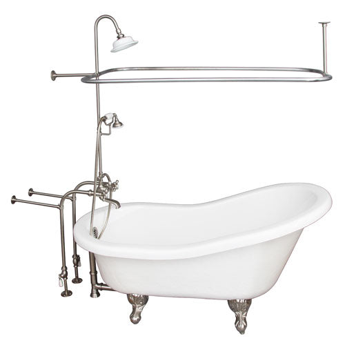 Estelle 60″ Acrylic Slipper Tub Kit in White – Brushed Nickel Accessories