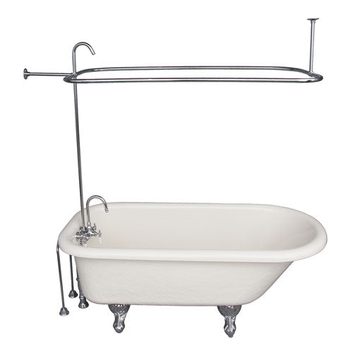 Andover 60″ Acrylic Roll Top Tub Kit in Bisque – Polished Chrome Accessories