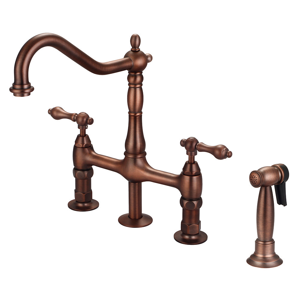 Emral Kitchen Bridge Faucet with Metal Lever Handles
