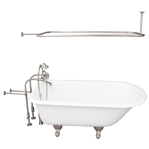 Brocton 65″ Cast Iron Roll Top Tub Kit – Brushed Nickel Accessories