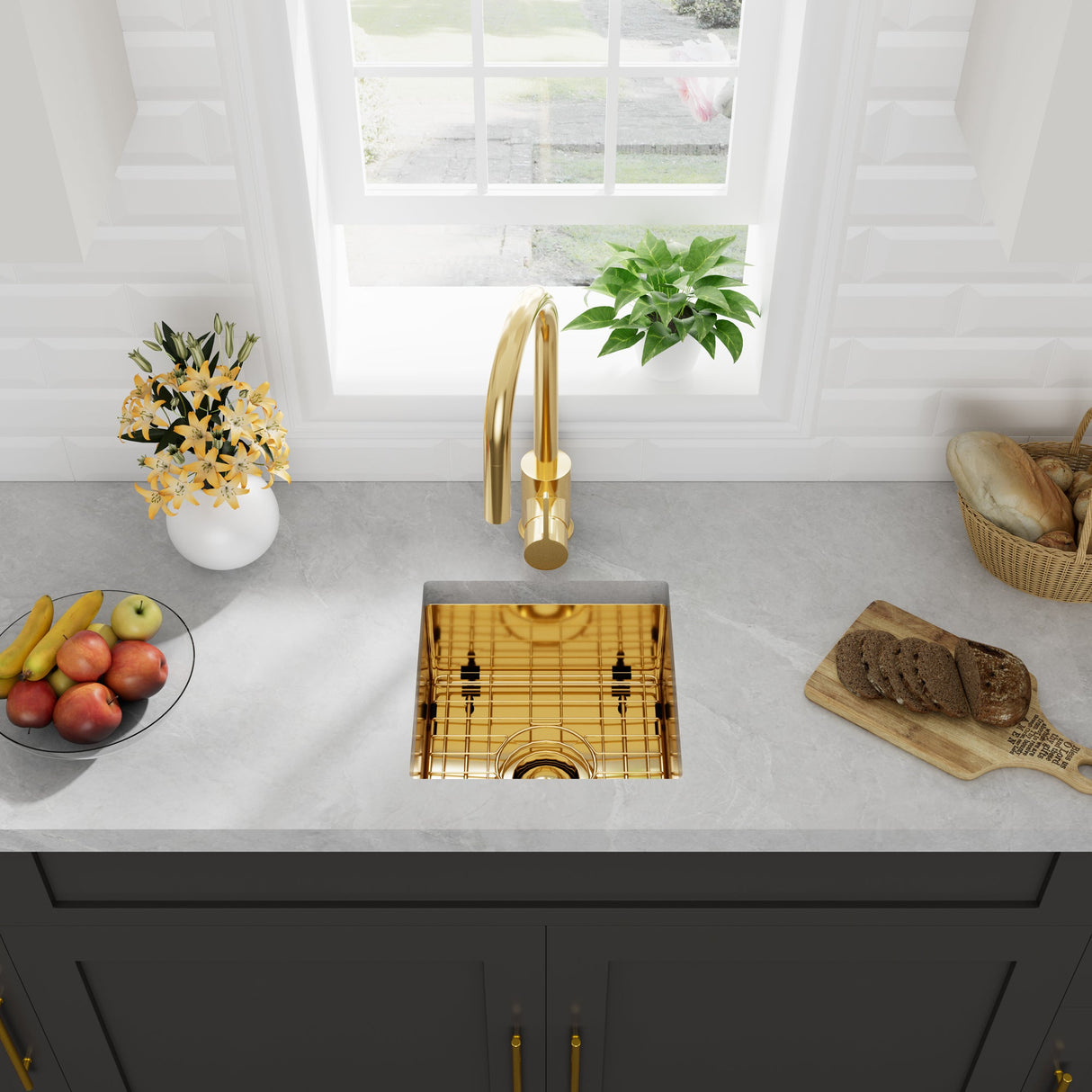 Rena 15" Gold Stainless Steel Prep Sink