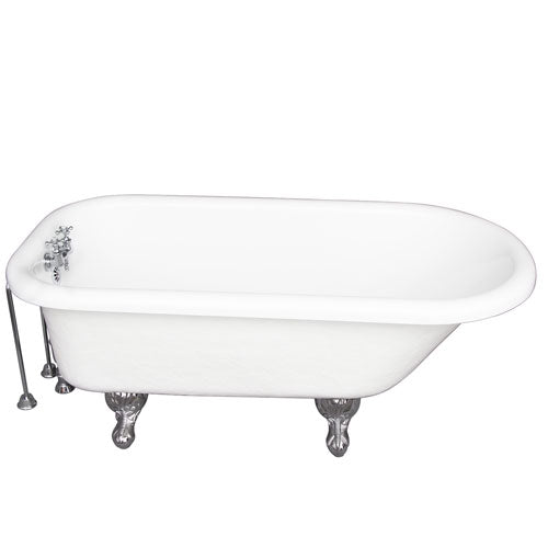 Andover 60″ Acrylic Roll Top Tub Kit in White – Polished Chrome Accessories