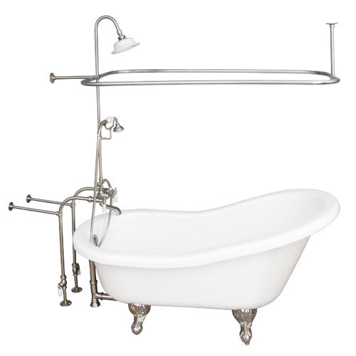 Imogene 67″ Acrylic Slipper Tub Kit in White – Brushed Nickel Accessories