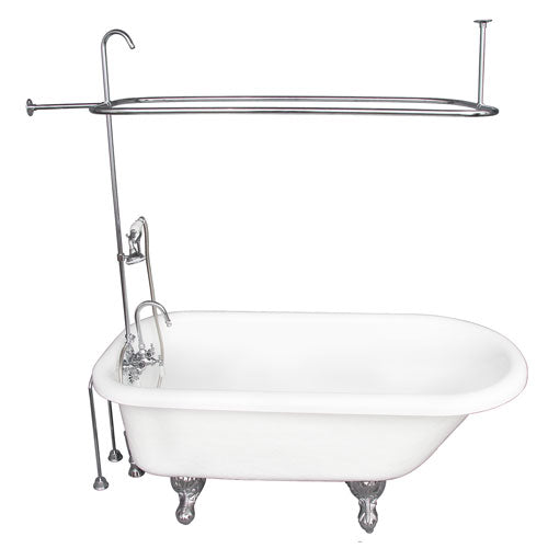 Andover 60″ Acrylic Roll Top Tub Kit in White – Polished Chrome Accessories