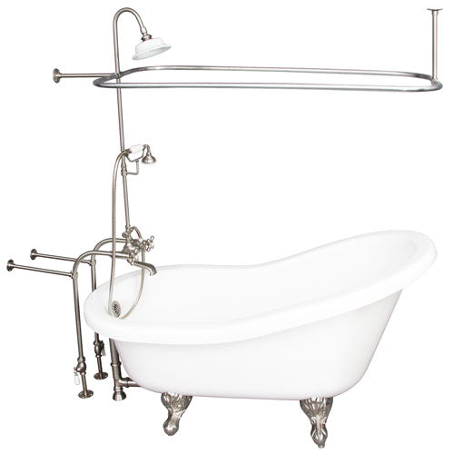 Isadora 67″ Acrylic Slipper Tub Kit in White – Brushed Nickel Accessories