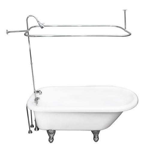 Anthea 60″ Acrylic Roll Top Tub Kit in White – Polished Chrome Accessories