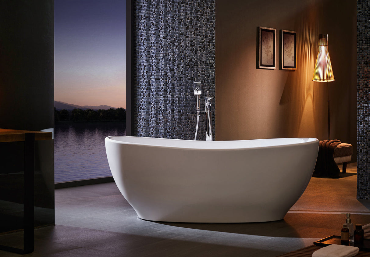 Mystique 59" Acrylic Double Slipper Tub with Integral Drain