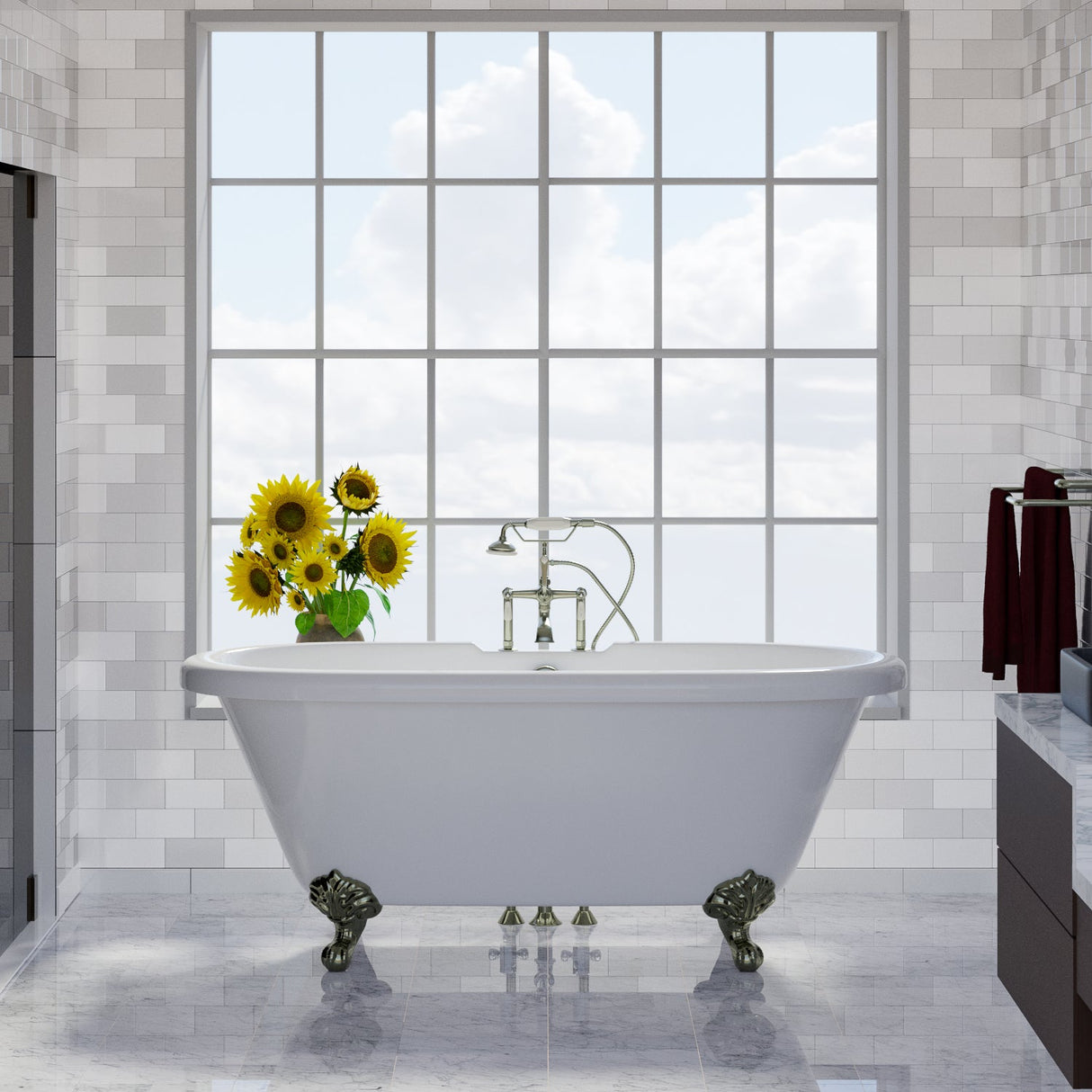 Claudia 67" Acrylic Double Roll Top Tub