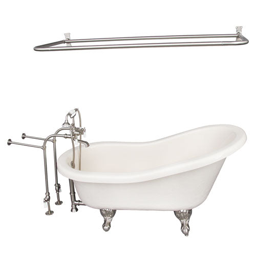 Estelle 60″ Acrylic Slipper Tub Kit in Bisque – Brushed Nickel Accessories